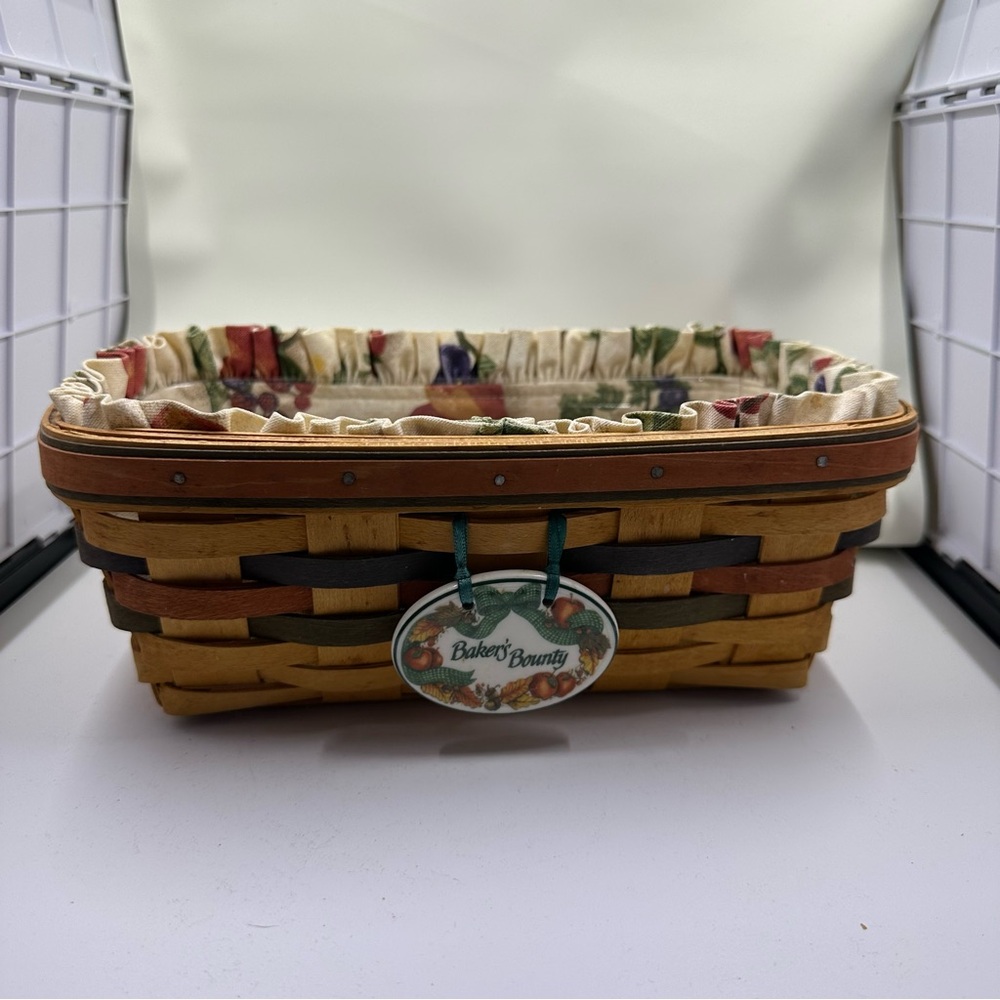 Longaberger Baker's Bounty Basket Liner Protector Tie-On, Handwoven USA